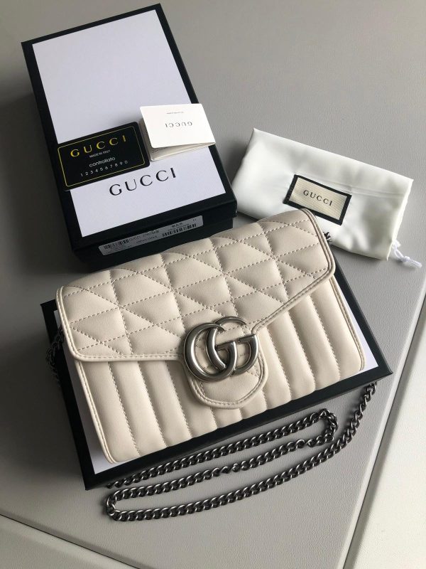 Gucci GG Marmont Aria Matelasse Chain Shoulder Bag White 20*13*6 CM (Next to Original)