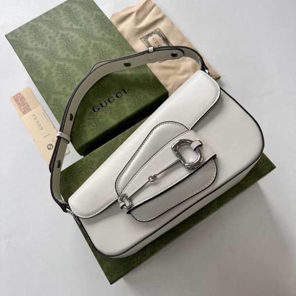 Gucci Horsebit 1955 Small Shoulder Bag White 26.5*17*10.5 CM (Next to Original)