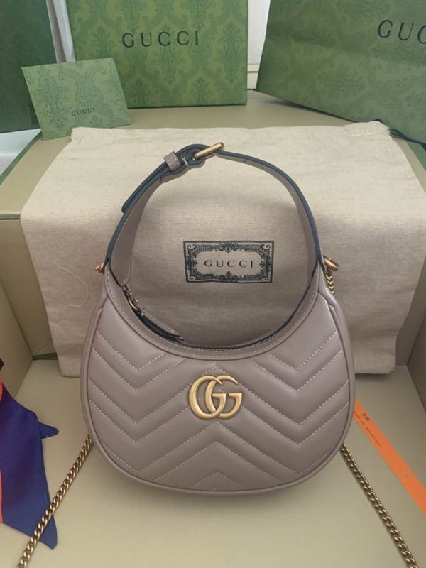 Gucci GG Marmont Half Moon Shoulder Bag Beige 21*11*5 CM (Next to Original)