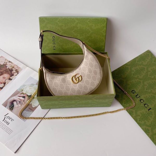 Gucci GG Marmont Half Moon Shoulder Bag Beige 21*11*5 CM (Next to Original)