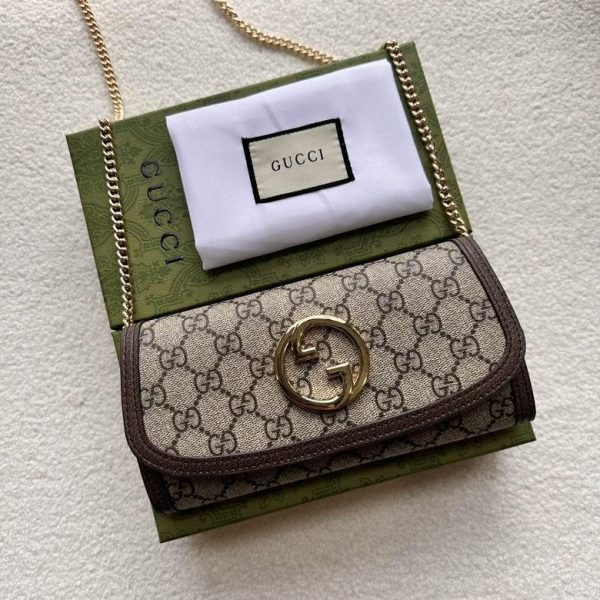 Gucci Blondie Continental Chain Wallet Beige and Ebony 21*10.5 CM (Next to Original)
