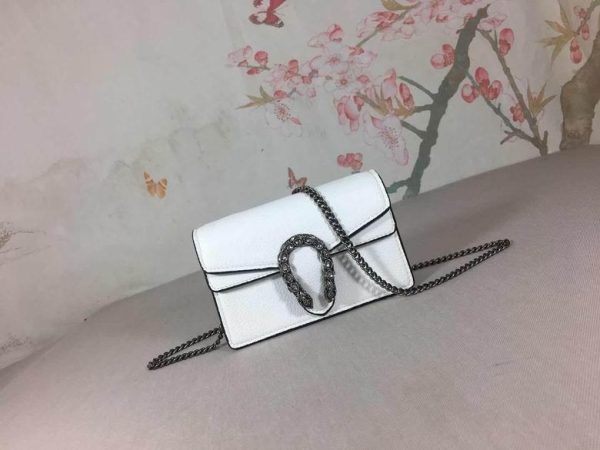 Gucci GG Monogram Super Mini Dionysus Shoulder Bag White 16.5*10*4.5 CM (Next to Original)