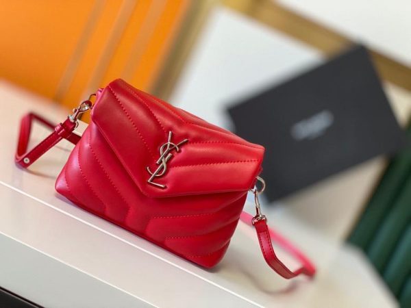 YSL Toy Loulou in Quilted Leather Red with Silver Hardware 20*15*7 CM (Next to Original)