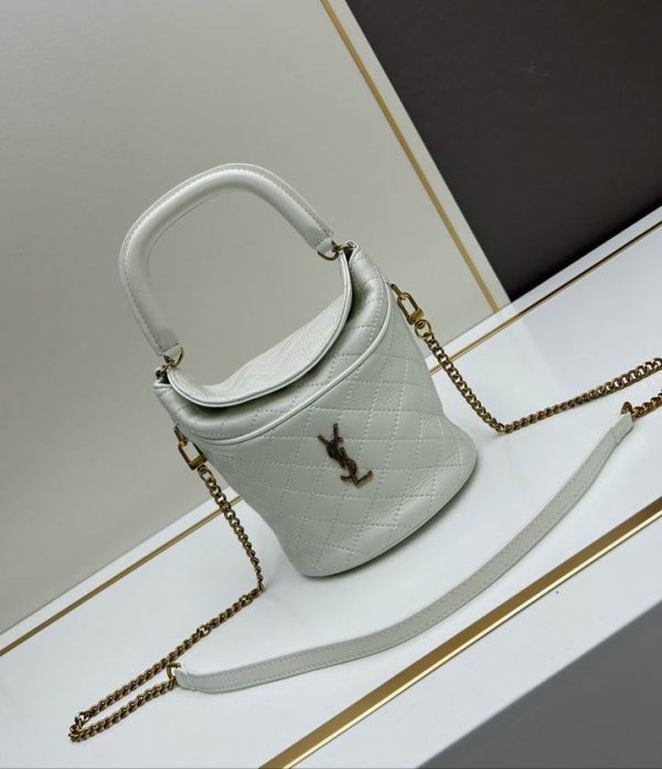 YSL Gaby Small Bucket Bag in White with Golden Hardware 19*17*15 CM (Next to Original)