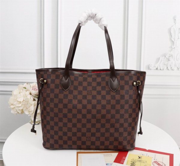 LV Neverfull MM in Brown with Red Liner 31*28*14 CM (Next to Original)
