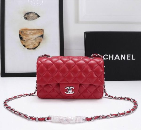 Chanel Flap Bag Red with Silver Hardware 20*12*6 CM (Next to Original)