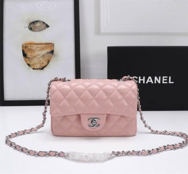 Chanel Flap Bag Light Pink with Silver Hardware 20*12*6 CM (Next to Original)