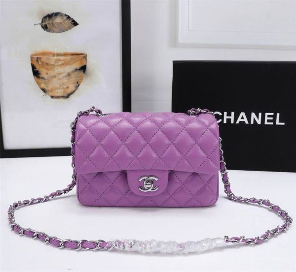 Chanel Flap Bag Puple with Silver Hardware 20*12*6 CM (Next to Original)