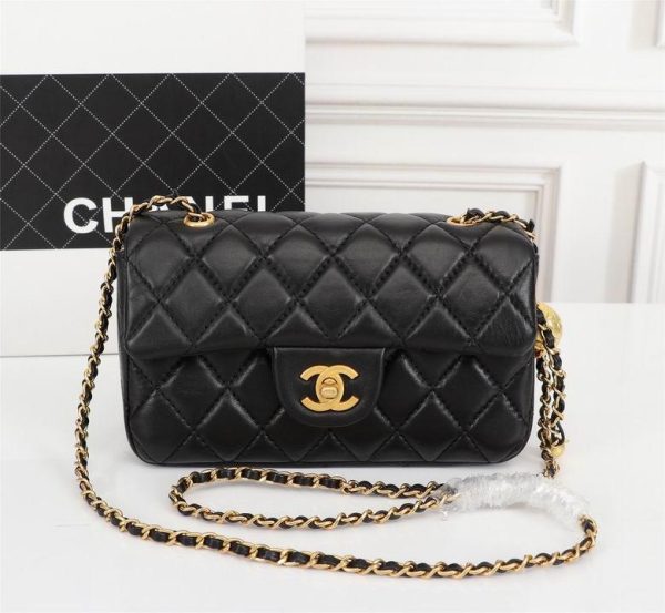 Chanel Mini Rectangular Pearl Crush Flap Black with Golden Hardware 20*12*6 CM (Next to Original )