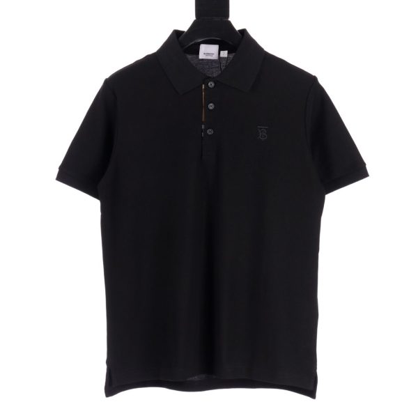Burberry Monogram Cotton Piqué Polo Shirt in Black