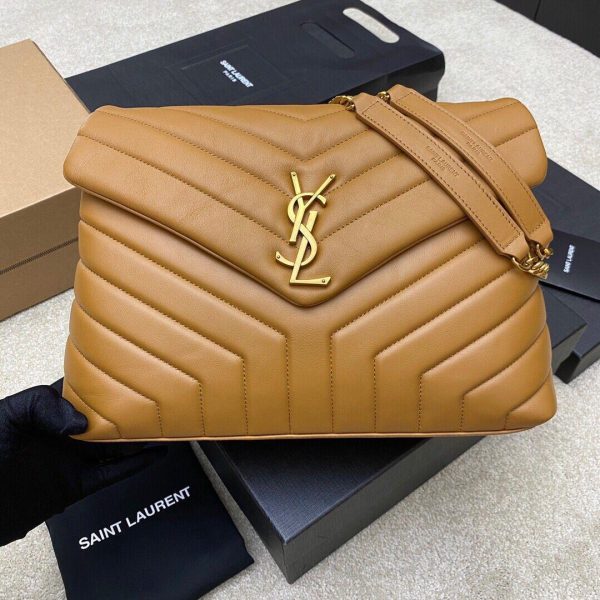 YSL Loulou Medium Chain Bag in Quilted "Y" Leather in Brown 32*22*10 CM (Mirror Quality)