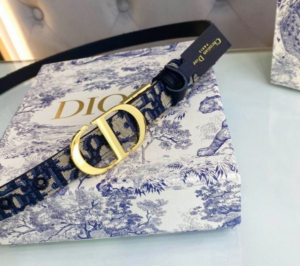 Christian Dior Montaigne Reversible Belt in Blue for Women
