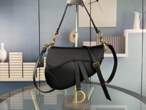 Dior Saddle Bag with Strap in Black 25.5*20*6.5 CM (Next to Original)