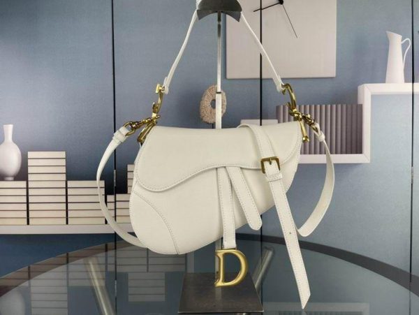 Dior Saddle Bag with Strap in White 25.5*20*6.5 CM (Next to Original)
