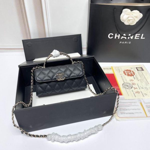 Chanel Top Handle Clutch with Chain in Black 19*10*4.5 CM (Next to Original)